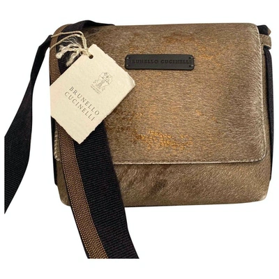 Pre-owned Brunello Cucinelli Gold Pony-style Calfskin Handbag