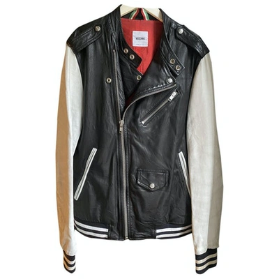 Pre-owned Moschino Leather Jacket In Multicolour