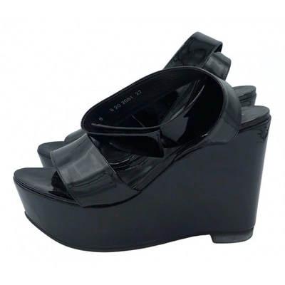 Pre-owned Robert Clergerie Patent Leather Sandals In Black