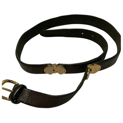 Pre-owned Massimo Dutti Leather Belt In Khaki
