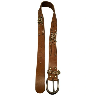 Pre-owned Mango Leather Belt In Camel