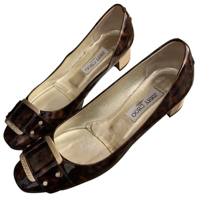 Pre-owned Jimmy Choo Patent Leather Ballet Flats In Brown