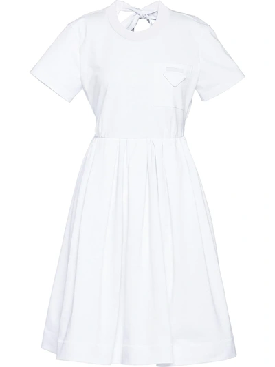 Prada Cutout-back Cotton Jersey A-line Dress In White