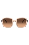 Ray Ban 53mm Gradient Square Sunglasses In Transparent Lt Brwn/brwn Grad