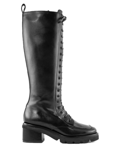 Aldo Castagna Black Leather Boots In Nero