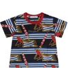 DOLCE & GABBANA BLUE T-SHIRT FOR BABY BOY WITH BEACH CHAIRS,11681356
