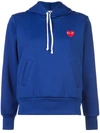 Comme Des Garçons Play Hooded Polyester Sweatshirt With Front Pockets In Blue