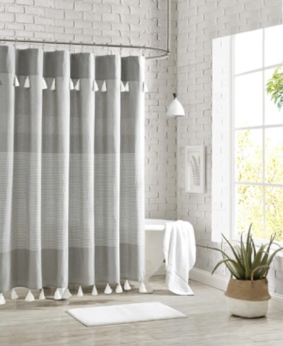 Peri Home Panama Stripe Shower Curtain, 72" X 72" In Gray