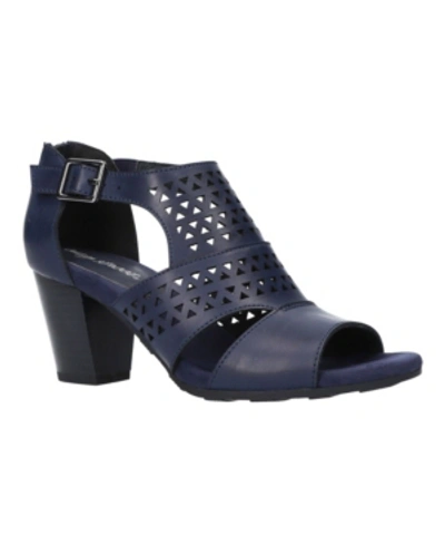 Easy Street Adara Womens Faux Leather Perforated Heel Sandals In Blue