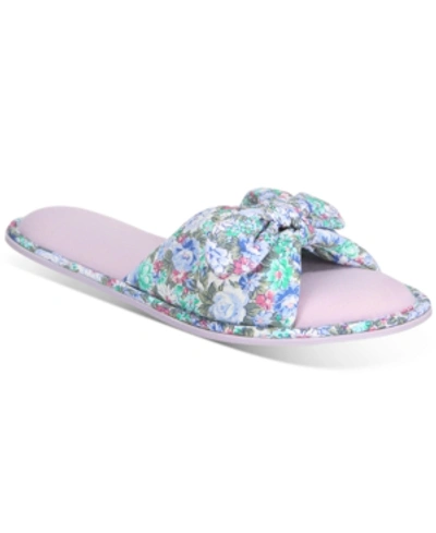 Charter Club Floral-print Open-toe Knot Slippers, Created For Macy's In Tea Garden Floral