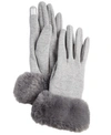 Marcus Adler Women's Faux Fur Cuff Jersey Touchscreen Glove In Gray