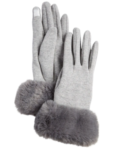 Marcus Adler Women's Faux Fur Cuff Jersey Touchscreen Glove In Gray