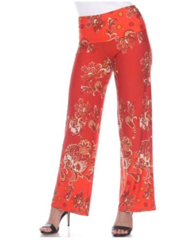 White Mark Plus Size Floral Paisley Printed Palazzo Pants In Red