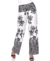 White Mark Women's Plus Size Floral Paisley Printed Palazzo Pants In Gray