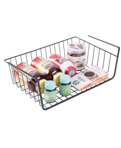 Basicwise Vintiquewise Hanging Under Shelf Metal Storage Basket, Set Of 2 In Black