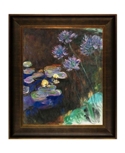 La Pastiche By Overstockart Water Lilies And Agapanthus With Veine D'or Scoop Frame, 26.5" X 30.5" In Multi