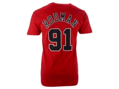 Mitchell & Ness Dennis Rodman Chicago Bulls Men's Hardwood Print Player T-shirt In Red