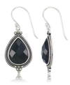 MACY'S FACETED ONYX TEARDROP DANGLE EARRINGS