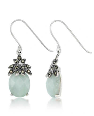 Macy's Oval Faceted Jade Dangle Earrings In Green