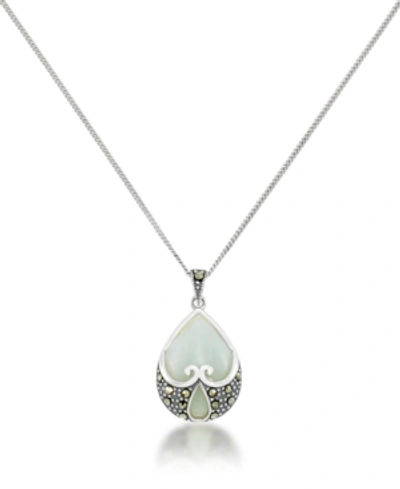 Macy's Jade Heart Shape Teardrop Pendant And A Curb Chain In Green