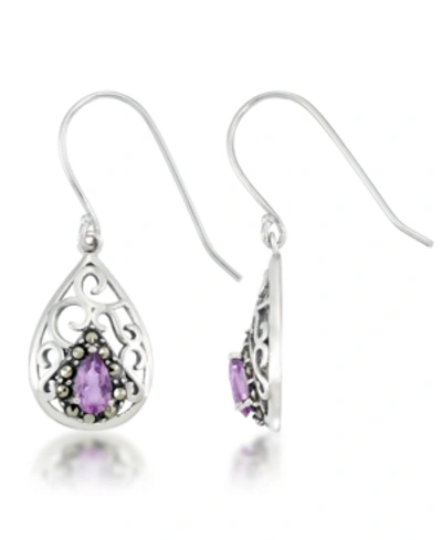 Macy's Amethyst Open Work Teardrop Dangle Earrings In Purple