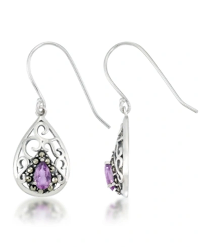 Macy's Amethyst Open Work Teardrop Dangle Earrings