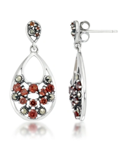 Macy's Pave Garnet Teardrop Dangle Earrings In Red