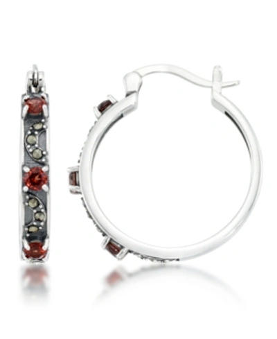 Macy's Garnet Round Hoops In Red