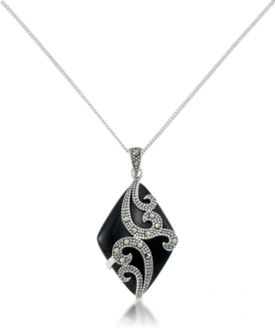 Macy's Marquise Onyx Teardrop Pendant And A Curb Chain