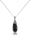 MACY'S ONYX ELONGATED PENDANT AND A CURB CHAIN