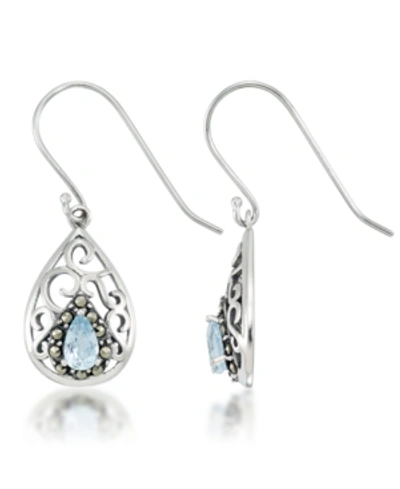 Macy's Blue Topaz Open Work Teardrop Dangle Earrings