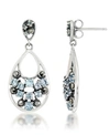 MACY'S PAVE BLUE TOPAZ TEARDROP DANGLE EARRINGS