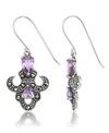 MACY'S AMETHYST FLEUR DE LIS DANGLE EARRINGS