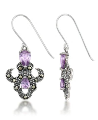 Macy's Amethyst Fleur De Lis Dangle Earrings In Purple