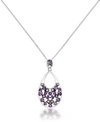 Macy's Pave Amethyst Teardrop Pendant And A Curb Chain In Purple
