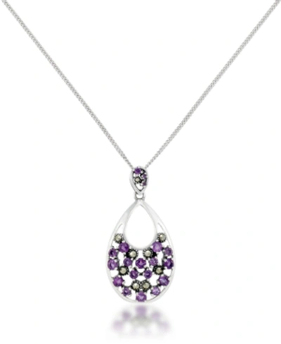 Macy's Pave Amethyst Teardrop Pendant And A Curb Chain