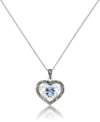 MACY'S BLUE TOPAZ FILIGREE HEART PENDANT AND A CURB CHAIN
