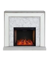 SOUTHERN ENTERPRISES AUDREY FAUX STONE MIRRORED ALEXA-ENABLED ELECTRIC FIREPLACE
