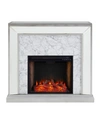 Southern Enterprises Audrey Faux Stone Mirrored Color Changing Electric Fireplace In Silver