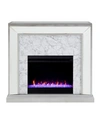 SOUTHERN ENTERPRISES AUDREY FAUX STONE MIRRORED COLOR CHANGING ELECTRIC FIREPLACE