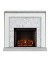 SOUTHERN ENTERPRISES AUDREY FAUX STONE MIRRORED ELECTRIC FIREPLACE