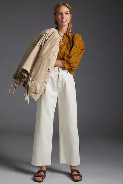 Mother High-rise Wide Leg Jeans In Beige