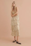 Saylor Nyc Bexley Tiered Sequined Midi Dress In Gold