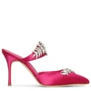 MANOLO BLAHNIK LURUM 90 PINK SATIN PUMPS