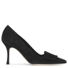 Manolo Blahnik Maysale Pump 90 Black Suede