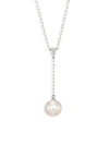 Mikimoto Women's 7.5mm White Cultured Akoya Pearl, Diamond & 18k White Gold Pendant Necklace