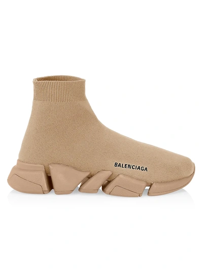 Balenciaga Beige Recycled Knit Speed 2.0 Sneakers In Neutrals
