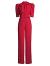 Black Halo Ara Bow Puff-sleeve Jumpsuit In Sangria