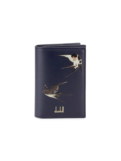 Alfred Dunhill Spring Swallows Leather Card Case In Ink