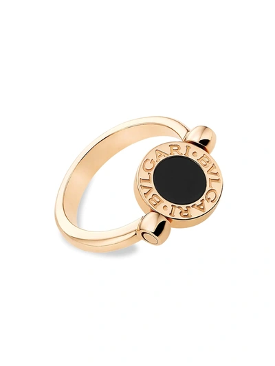 Bvlgari Flip Ring In 18k Rose Gold With Mother-of-pearl And Onyx
